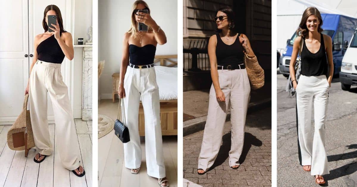 Linen Pants Outfit With a Black Top